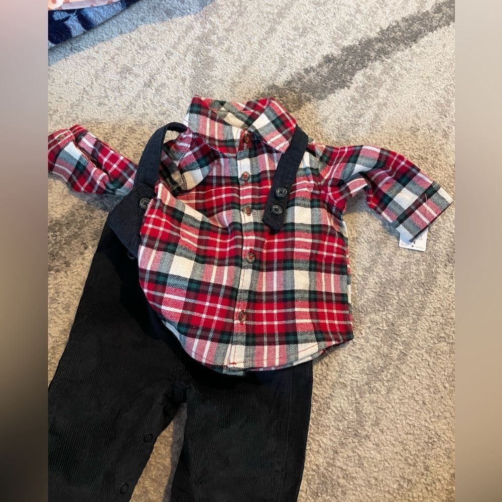 Carters Flannel Shirt/Corduroy Overalls NWT size 3M - Picture 5 of 5